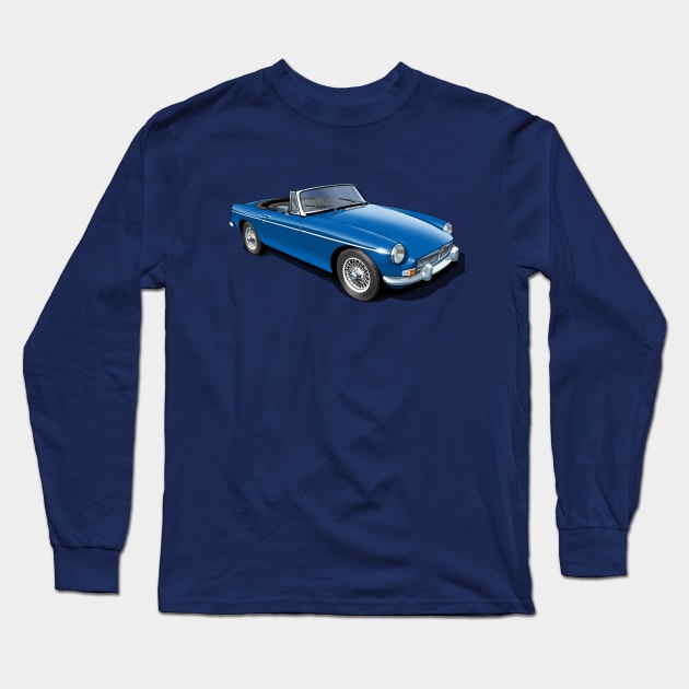 MGB Roadster in mineral blue Long Sleeve T-Shirt by candcretro